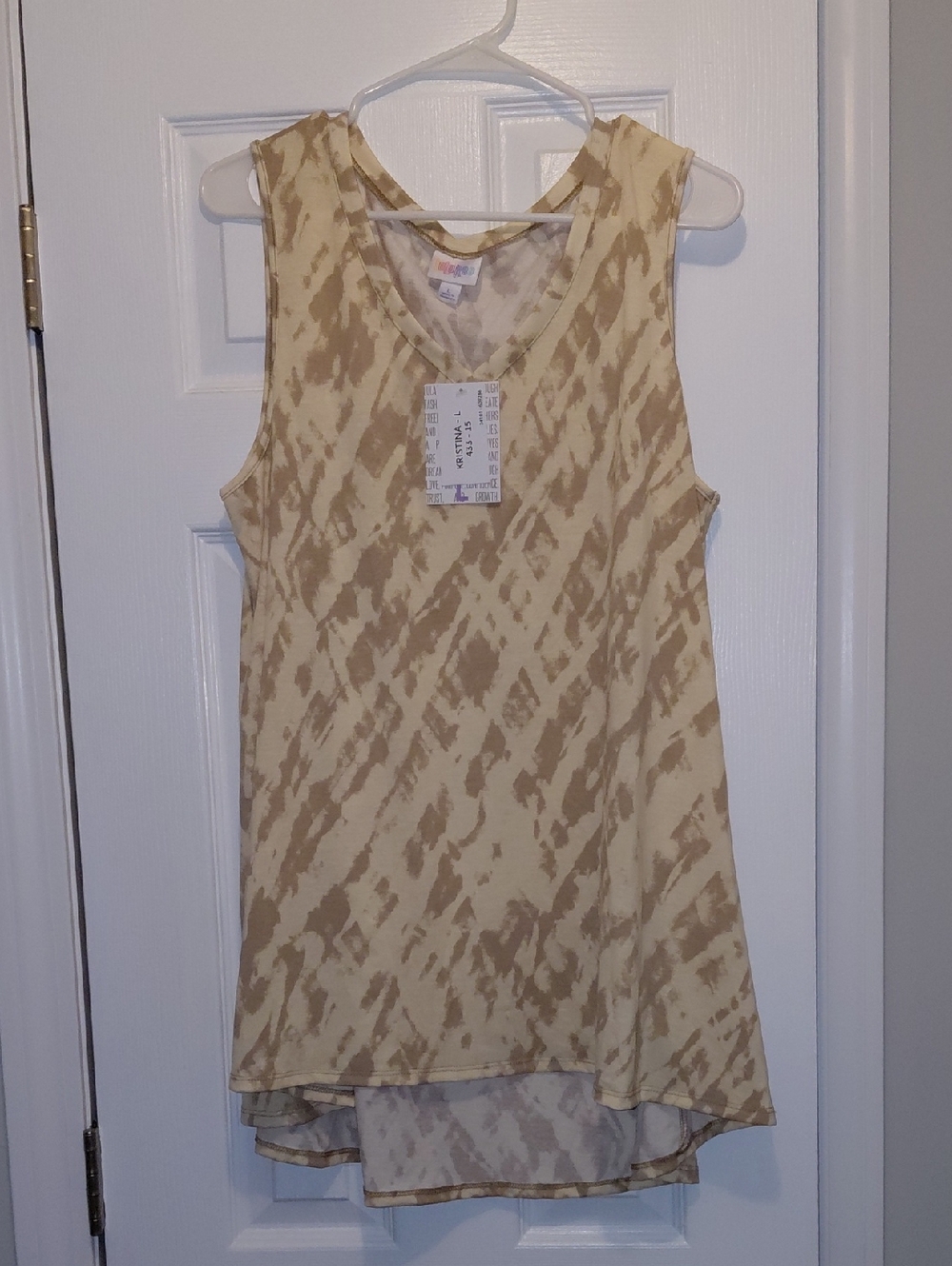 LuLaRoe KRISTINA Beige & Cream V-Neck Sleeveless Tank